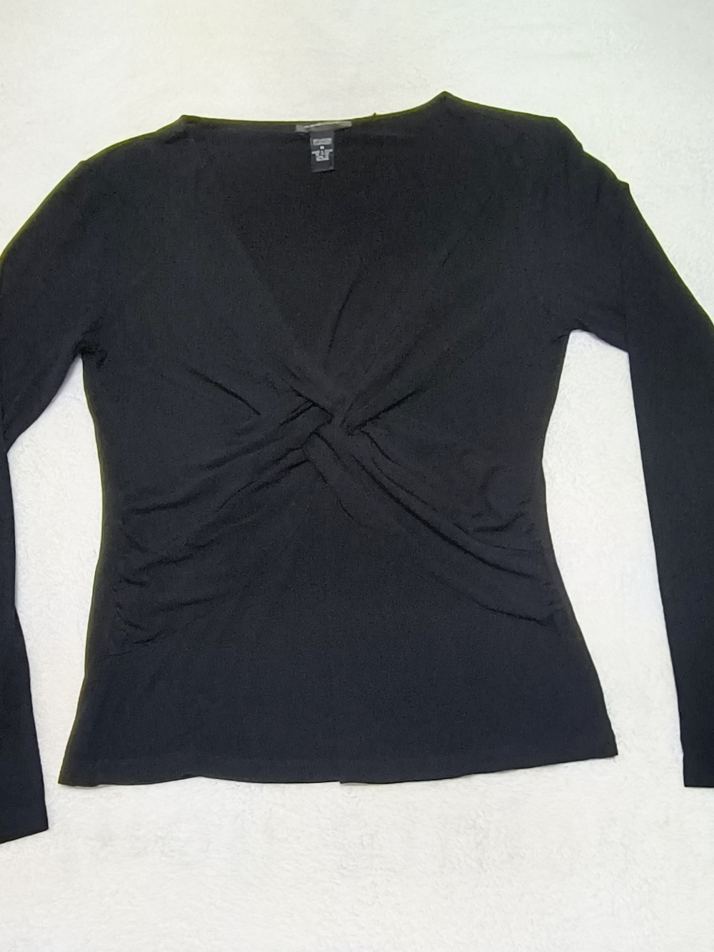 Spense M Black Twist Front Tunic Top Long Sleeve WS 245